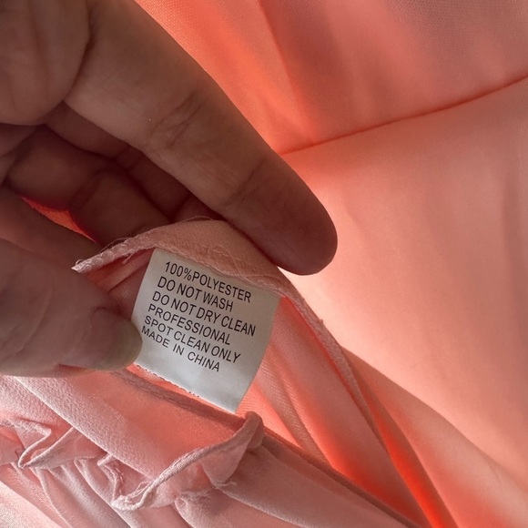 NWT Mac Duggal leena for Blush Pink Tiered Chiffon Plunging V-Neck Maxi Dress - Picture 6 of 8